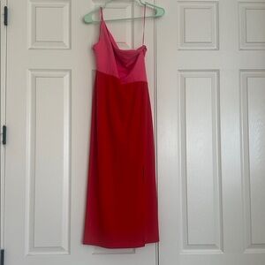 Pink and Red Colorblock Dress